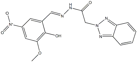 2-(2H-1,2,3-benzotriazol-2-yl)-N'-{2-hydroxy-5-nitro-3-methoxybenzylidene}acetohydrazide Struktur