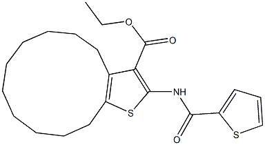 ethyl 2-[(2-thienylcarbonyl)amino]-4,5,6,7,8,9,10,11,12,13-decahydrocyclododeca[b]thiophene-3-carboxylate Struktur