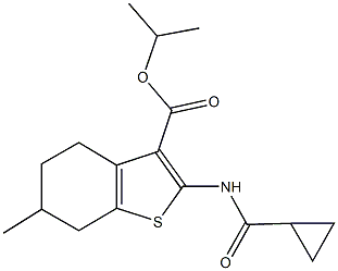 isopropyl 2-[(cyclopropylcarbonyl)amino]-6-methyl-4,5,6,7-tetrahydro-1-benzothiophene-3-carboxylate Struktur