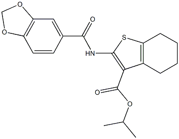 isopropyl 2-[(1,3-benzodioxol-5-ylcarbonyl)amino]-4,5,6,7-tetrahydro-1-benzothiophene-3-carboxylate Struktur