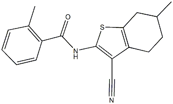 N-(3-cyano-6-methyl-4,5,6,7-tetrahydro-1-benzothien-2-yl)-2-methylbenzamide Struktur