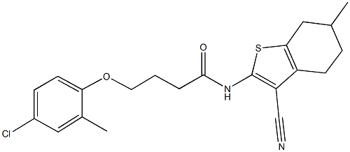 4-(4-chloro-2-methylphenoxy)-N-(3-cyano-6-methyl-4,5,6,7-tetrahydro-1-benzothien-2-yl)butanamide Struktur