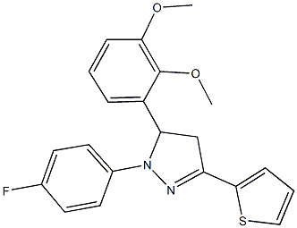 5-(2,3-dimethoxyphenyl)-1-(4-fluorophenyl)-3-(2-thienyl)-4,5-dihydro-1H-pyrazole Struktur