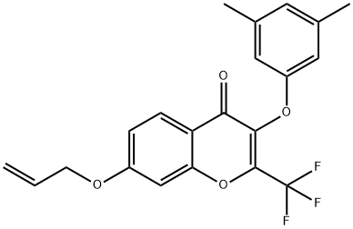 7-(allyloxy)-3-(3,5-dimethylphenoxy)-2-(trifluoromethyl)-4H-chromen-4-one Struktur