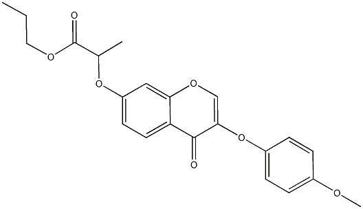 propyl 2-{[3-(4-methoxyphenoxy)-4-oxo-4H-chromen-7-yl]oxy}propanoate Struktur