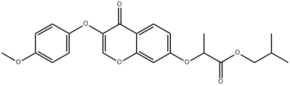 isobutyl 2-{[3-(4-methoxyphenoxy)-4-oxo-4H-chromen-7-yl]oxy}propanoate Struktur