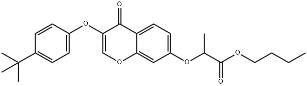 butyl 2-{[3-(4-tert-butylphenoxy)-4-oxo-4H-chromen-7-yl]oxy}propanoate Struktur