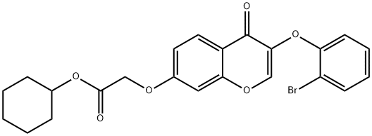 cyclohexyl {[3-(2-bromophenoxy)-4-oxo-4H-chromen-7-yl]oxy}acetate Struktur