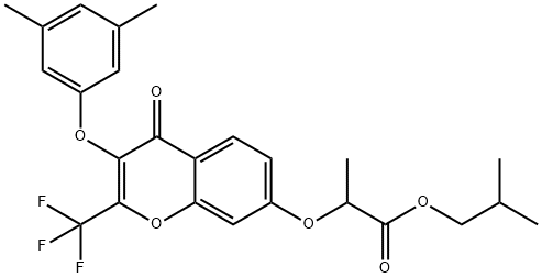 isobutyl 2-{[3-(3,5-dimethylphenoxy)-4-oxo-2-(trifluoromethyl)-4H-chromen-7-yl]oxy}propanoate Struktur