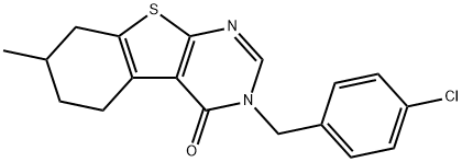 3-(4-chlorobenzyl)-7-methyl-5,6,7,8-tetrahydro[1]benzothieno[2,3-d]pyrimidin-4(3H)-one Struktur