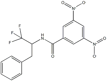 3,5-bisnitro-N-[2,2,2-trifluoro-1-(phenylmethyl)ethyl]benzamide Struktur