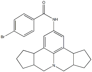 N-(3b,4,5,6,6a,7,9,9a,10,11,12,12a-dodecahydrocyclopenta[c]cyclopenta[4,5]pyrido[3,2,1-ij]quinolin-2-yl)-4-bromobenzamide Struktur