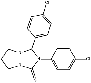 2,3-bis(4-chlorophenyl)tetrahydro-1H,5H-pyrazolo[1,2-a][1,2,4]triazole-1-thione Struktur