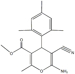 methyl 6-amino-5-cyano-4-mesityl-2-methyl-4H-pyran-3-carboxylate Struktur