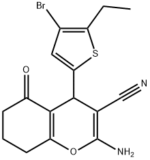 2-amino-4-(4-bromo-5-ethyl-2-thienyl)-5-oxo-5,6,7,8-tetrahydro-4H-chromene-3-carbonitrile Struktur