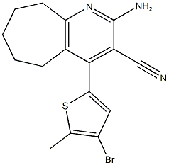 2-amino-4-(4-bromo-5-methyl-2-thienyl)-6,7,8,9-tetrahydro-5H-cyclohepta[b]pyridine-3-carbonitrile Struktur