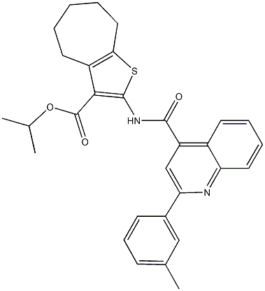 isopropyl 2-({[2-(3-methylphenyl)-4-quinolinyl]carbonyl}amino)-5,6,7,8-tetrahydro-4H-cyclohepta[b]thiophene-3-carboxylate Struktur