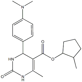 2-methylcyclopentyl 4-[4-(dimethylamino)phenyl]-6-methyl-2-oxo-1,2,3,4-tetrahydropyrimidine-5-carboxylate Struktur