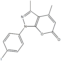 1-(4-iodophenyl)-3,4-dimethylpyrano[2,3-c]pyrazol-6(1H)-one Struktur