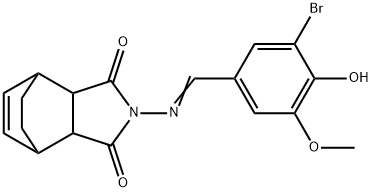 4-[(3-bromo-4-hydroxy-5-methoxybenzylidene)amino]-4-azatricyclo[5.2.2.0~2,6~]undec-8-ene-3,5-dione Struktur