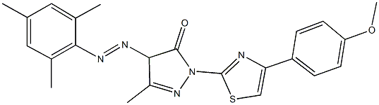 4-(mesityldiazenyl)-2-[4-(4-methoxyphenyl)-1,3-thiazol-2-yl]-5-methyl-2,4-dihydro-3H-pyrazol-3-one Struktur