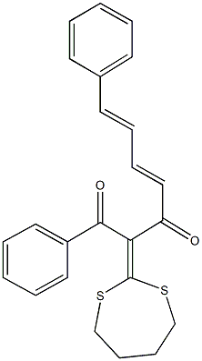 2-(1,3-dithiepan-2-ylidene)-1,7-diphenyl-4,6-heptadiene-1,3-dione Struktur