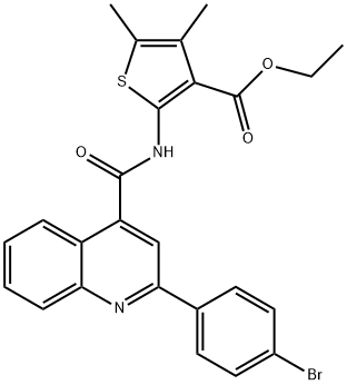 ethyl 2-({[2-(4-bromophenyl)-4-quinolinyl]carbonyl}amino)-4,5-dimethyl-3-thiophenecarboxylate Struktur