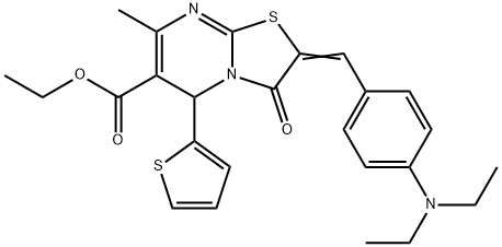 ethyl 2-[4-(diethylamino)benzylidene]-7-methyl-3-oxo-5-(2-thienyl)-2,3-dihydro-5H-[1,3]thiazolo[3,2-a]pyrimidine-6-carboxylate Struktur