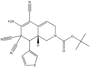 tert-butyl 6-amino-5,7,7-tricyano-8-(3-thienyl)-3,7,8,8a-tetrahydro-2(1H)-isoquinolinecarboxylate Struktur