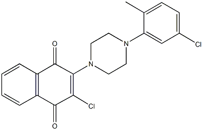 2-chloro-3-[4-(5-chloro-2-methylphenyl)-1-piperazinyl]naphthoquinone Struktur