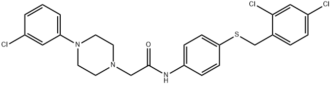 2-[4-(3-chlorophenyl)-1-piperazinyl]-N-{4-[(2,4-dichlorobenzyl)sulfanyl]phenyl}acetamide Struktur