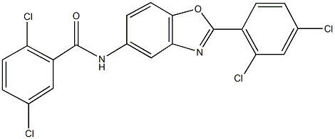 2,5-dichloro-N-[2-(2,4-dichlorophenyl)-1,3-benzoxazol-5-yl]benzamide Struktur