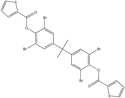 2,6-dibromo-4-(1-{3,5-dibromo-4-[(2-thienylcarbonyl)oxy]phenyl}-1-methylethyl)phenyl 2-thiophenecarboxylate Struktur