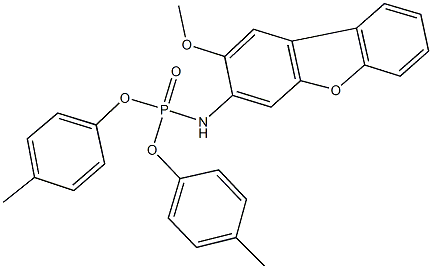 bis(4-methylphenyl) 2-methoxydibenzo[b,d]furan-3-ylamidophosphate Struktur