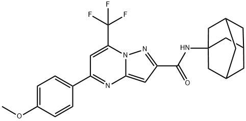 N-(1-adamantyl)-5-(4-methoxyphenyl)-7-(trifluoromethyl)pyrazolo[1,5-a]pyrimidine-2-carboxamide Struktur