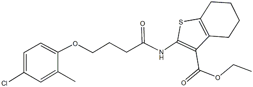 ethyl 2-{[4-(4-chloro-2-methylphenoxy)butanoyl]amino}-4,5,6,7-tetrahydro-1-benzothiophene-3-carboxylate Struktur