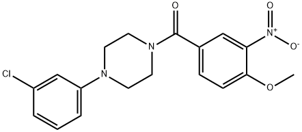 1-(3-chlorophenyl)-4-{3-nitro-4-methoxybenzoyl}piperazine Struktur