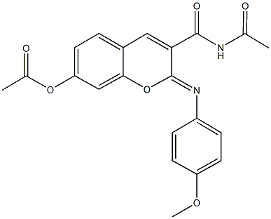 3-[(acetylamino)carbonyl]-2-[(4-methoxyphenyl)imino]-2H-chromen-7-yl acetate Struktur