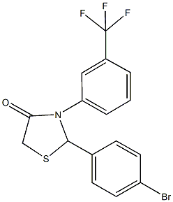 2-(4-bromophenyl)-3-[3-(trifluoromethyl)phenyl]-1,3-thiazolidin-4-one Struktur