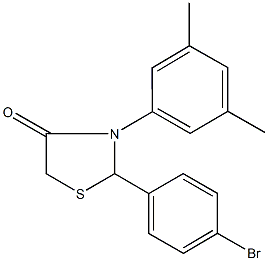 2-(4-bromophenyl)-3-(3,5-dimethylphenyl)-1,3-thiazolidin-4-one Struktur