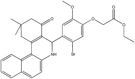 ethyl [5-bromo-4-(2,2-dimethyl-4-oxo-1,2,3,4,5,6-hexahydrobenzo[a]phenanthridin-5-yl)-2-methoxyphenoxy]acetate Struktur