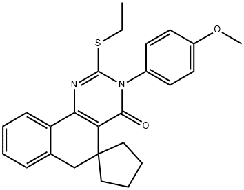 2-(ethylsulfanyl)-3-(4-methoxyphenyl)-5,6-dihydrospiro(benzo[h]quinazoline-5,1'-cyclopentane)-4(3H)-one Struktur