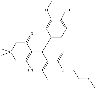 2-(ethylsulfanyl)ethyl 4-(4-hydroxy-3-methoxyphenyl)-2,7,7-trimethyl-5-oxo-1,4,5,6,7,8-hexahydro-3-quinolinecarboxylate Struktur