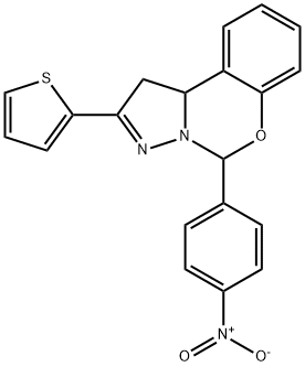 5-{4-nitrophenyl}-2-thien-2-yl-1,10b-dihydropyrazolo[1,5-c][1,3]benzoxazine Struktur