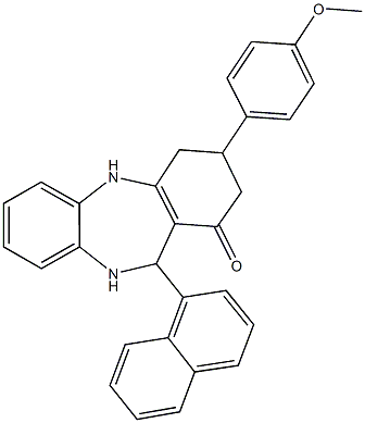 3-(4-methoxyphenyl)-11-(1-naphthyl)-2,3,4,5,10,11-hexahydro-1H-dibenzo[b,e][1,4]diazepin-1-one Struktur