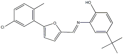 4-tert-butyl-2-({[5-(5-chloro-2-methylphenyl)-2-furyl]methylene}amino)phenol Struktur