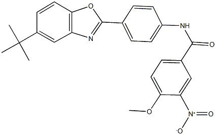 N-[4-(5-tert-butyl-1,3-benzoxazol-2-yl)phenyl]-3-nitro-4-methoxybenzamide Struktur