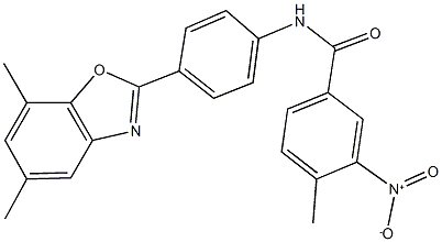 N-[4-(5,7-dimethyl-1,3-benzoxazol-2-yl)phenyl]-3-nitro-4-methylbenzamide Struktur