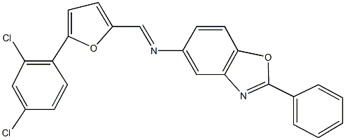 N-{[5-(2,4-dichlorophenyl)-2-furyl]methylene}-N-(2-phenyl-1,3-benzoxazol-5-yl)amine Struktur