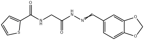 N-{2-[2-(1,3-benzodioxol-5-ylmethylene)hydrazino]-2-oxoethyl}-2-thiophenecarboxamide Struktur